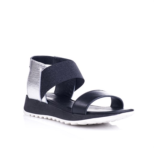 Siyah Gerçek Deri Comfort Sandalet - ABHA