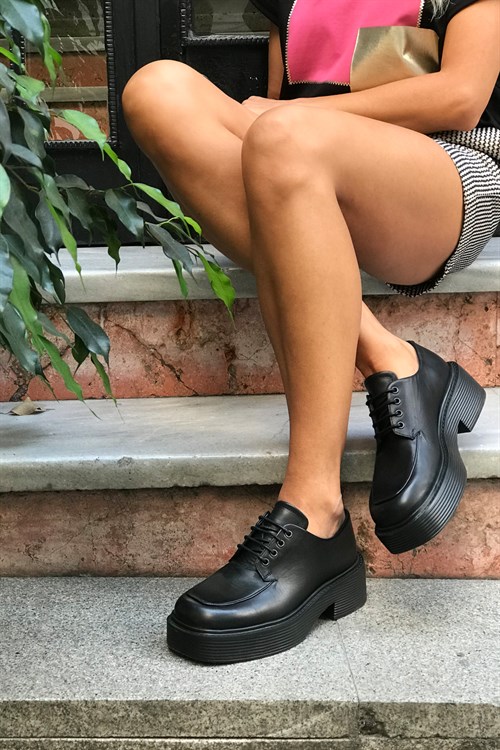 Siyah Hakiki Deri Ayakkabı - VALERIE