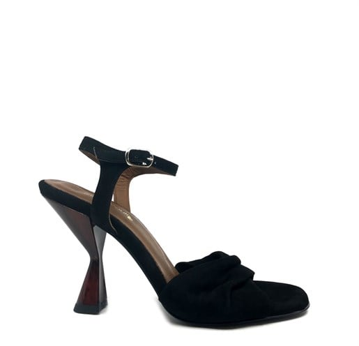 Siyah Süet Yazlık Topuklu Ayakkabı - BRIANNA