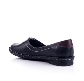 Siyah Deri Comfort Ayakkabı - LEILA
