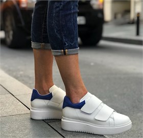 Beyaz Cırt Cırt Sneaker - BLUE