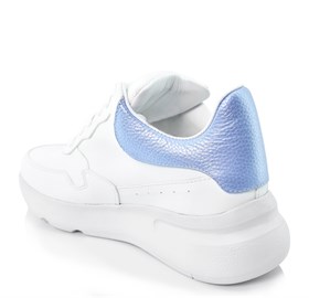 Beyaz Mavi Gerçek Deri Sneaker - ALEX