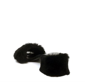 Siyah Kürklü Topuklu Terlik - FUR
