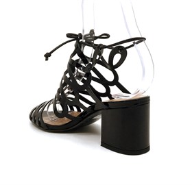 Siyah Rugan Topuklu Sandalet  - SHINE