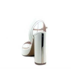 Beyaz Deri Tek Bant Yüksek Topuklu Ayakkabı - ELEANOR