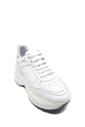 Beyaz Deri Yüksek Taban Spor Ayakkabı - ALAINA