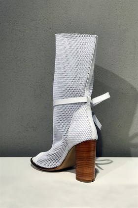 Beyaz Transparan Topuklu Sandalet - MIRANDA