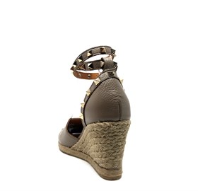 Dore Deri Hasır Taban Topuklu Sandalet - HILARIS