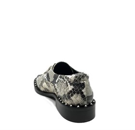 Gri Siyah deri Yılan Desenli Ayakkabı - TOSIA