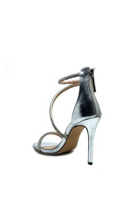 Gümüş Vegan Deri Tek Bant Topuklu Ayakkabı - CLARISSA