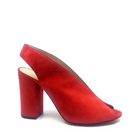 Kırmızı Süet Topuklu Ayakkabı - ZIA