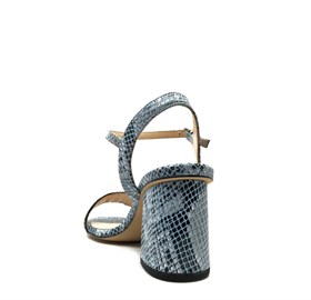 Mavi Deri Yılan Desenli Tek Bant Topuklu Ayakkabı - MELIORA