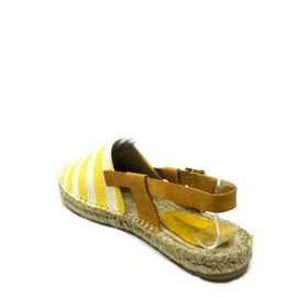 Sarı Beyaz Hasır Taban Sandalet - ODINA