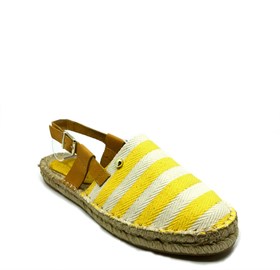 Sarı Beyaz Hasır Taban Sandalet - ODINA