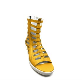 Sarı Deri Sandalet - ALIDIA