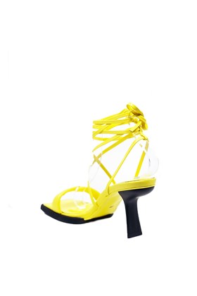 Sarı Vegan Deri Topuklu Sandalet - ROSANA