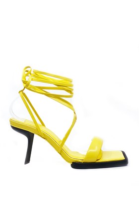 Sarı Vegan Deri Topuklu Sandalet - ROSANA