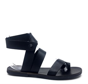 Siyah Deri Sandalet - NELLY
