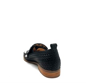 Siyah Deri Yılan Desenli Ayakkabı - RULA