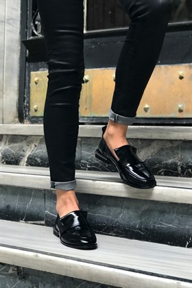 Siyah Rugan Deri Ayakkabı - ADORAY