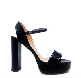 Siyah Rugan Deri Tek Bant Yüksek Topuklu Ayakkabı -  ELEANOR
