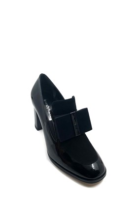 Siyah Rugan Deri Topuklu Ayakkabı - AUDREY