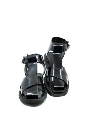 Siyah Rugan Hakiki Deri Sandalet - CHAYA