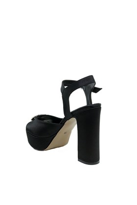 Siyah Saten Platform Topuklu Ayakkabı - JOLANDA