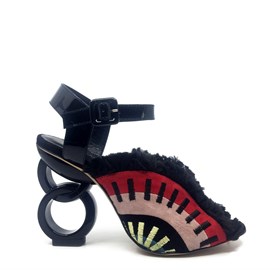 Siyah Süet İşlemeli Topuklu Ayakkabı - MILA