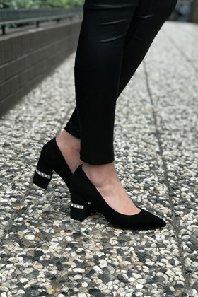 Siyah Süet Topuklu Ayakkabı - HORA