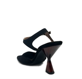 Siyah Süet Yazlık Topuklu Ayakkabı - BRIANNA