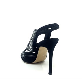 Siyah Taşlı Topuklu Ayakkabı - TELMA