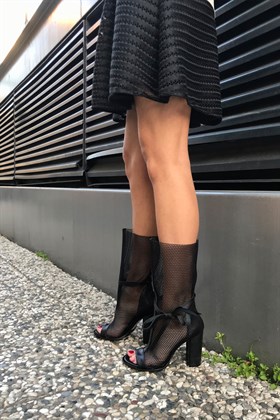 Siyah Transparan Topuklu Sandalet - MIRANDA