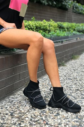 Siyah Triko Spor Çorap Bot - EMMA