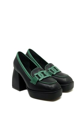 Siyah Vegan Deri Topuklu Ayakkabı - ALMA